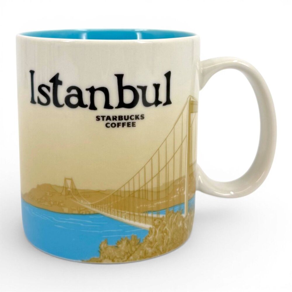 Starbucks Coffee 2013 Global Icon Collector Series Istanbul Mug 16oz Sky Blue